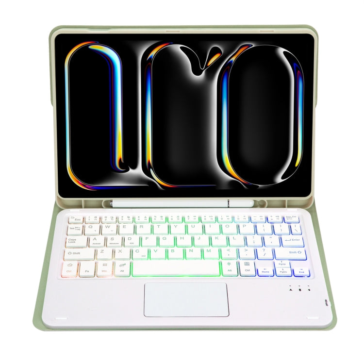 For iPad Pro 11 2024 A13B-AS Lambskin Texture Backlight Bluetooth Touch Keyboard Leather Tablet Case with Pen Slot(Light Green) - For iPad Pro by PMC TechLife | Online Shopping South Africa | PMC TechLife | Buy Now Pay Later Mobicred