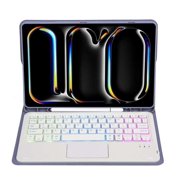 For iPad Pro 11 2024 A13B-AS Lambskin Texture Backlight Bluetooth Touch Keyboard Leather Tablet Case with Pen Slot(Purple) - For iPad Pro by PMC TechLife | Online Shopping South Africa | PMC TechLife | Buy Now Pay Later Mobicred