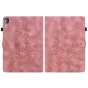 For Nokia T21 Lily Embossed Leather Tablet Case(Pink)