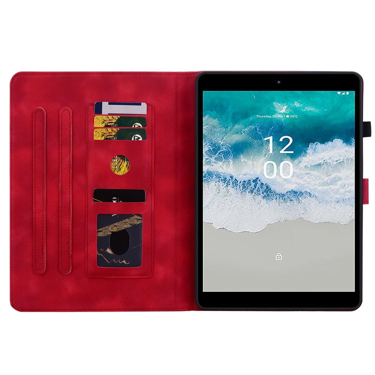 For Nokia T21 Lily Embossed Leather Tablet Case(Red) - Nokia by PMC TechLife | Online Shopping South Africa | PMC TechLife | Buy Now Pay Later Mobicred