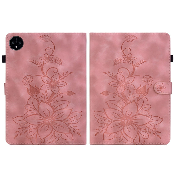 For Huawei MatePad Pro 11 2022 Lily Embossed Leather Tablet Case(Pink)
