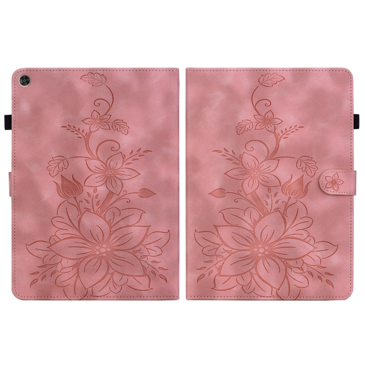For Huawei MatePad T 10s / Enjoy Tablet 2 Lily Embossed Leather Tablet Case(Pink) - Huawei by PMC TechLife | Online Shopping South Africa | PMC TechLife | Buy Now Pay Later Mobicred
