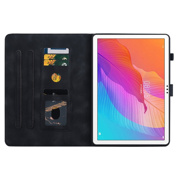 For Huawei MatePad T 10s / Enjoy Tablet 2 Lily Embossed Leather Tablet Case(Black)