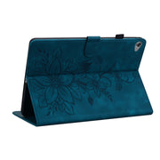 For Huawei MediaPad M5 Lite 10 / C5 10.1 Lily Embossed Leather Tablet Case(Dark Blue)