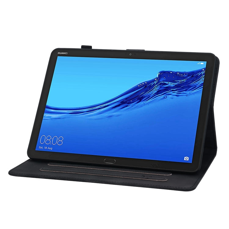 For Huawei MediaPad M5 Lite 10 / C5 10.1 Lily Embossed Leather Tablet Case(Black) - Huawei by PMC TechLife | Online Shopping South Africa | PMC TechLife | Buy Now Pay Later Mobicred