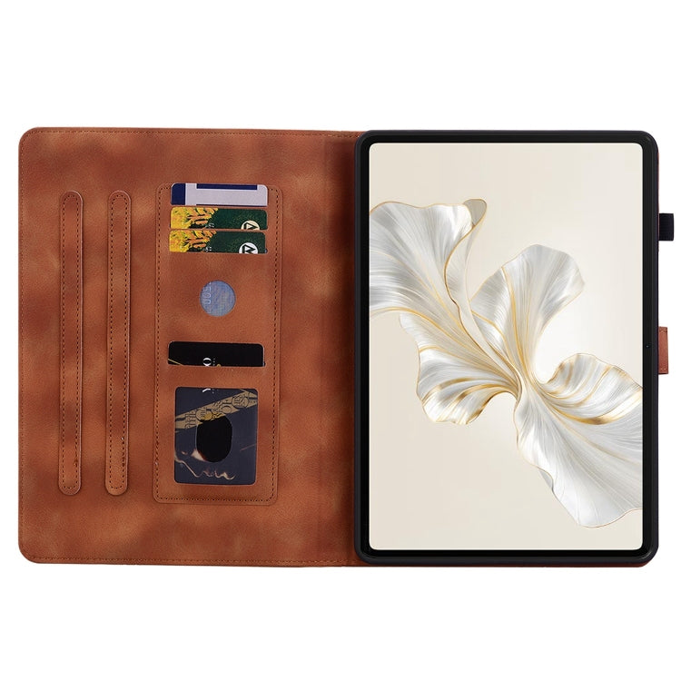 For Honor Pad 9 12.1 Lily Embossed Leather Tablet Case(Brown) - Honor by PMC TechLife | Online Shopping South Africa | PMC TechLife | Buy Now Pay Later Mobicred