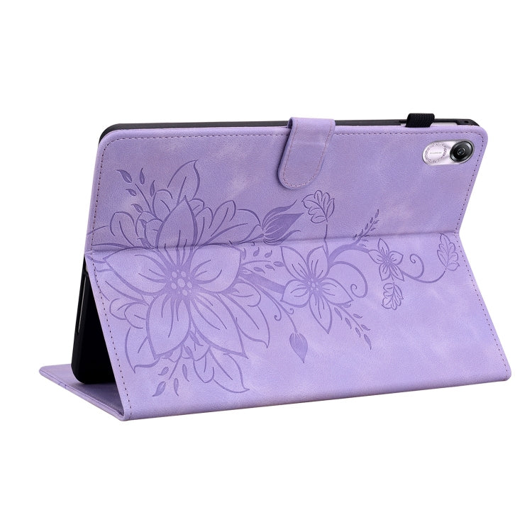 For Honor Pad X8 Pro / X9 2023 Lily Embossed Leather Tablet Case(Purple)