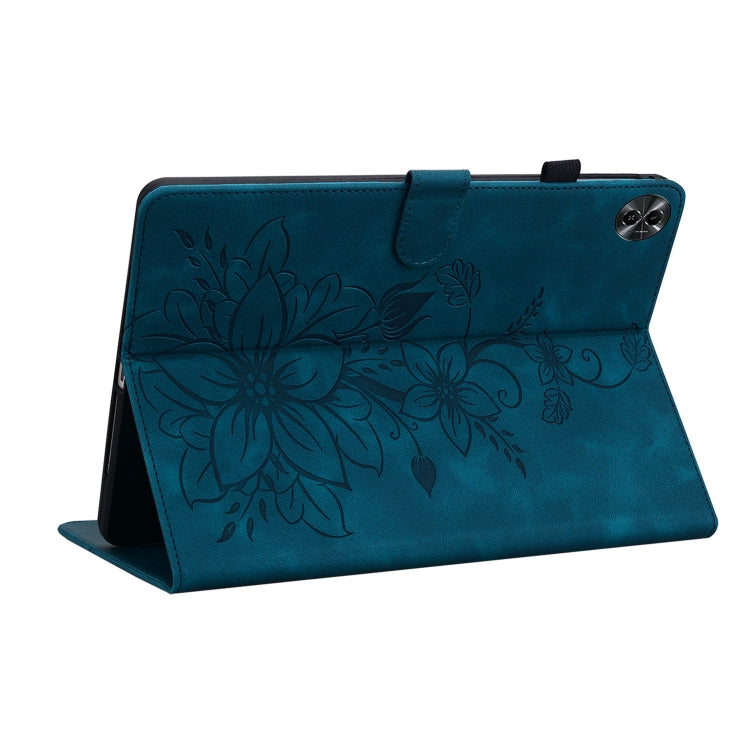 For Realme Pad 2 11.5 Lily Embossed Leather Tablet Case(Dark Blue) - Realme by PMC TechLife | Online Shopping South Africa | PMC TechLife | Buy Now Pay Later Mobicred