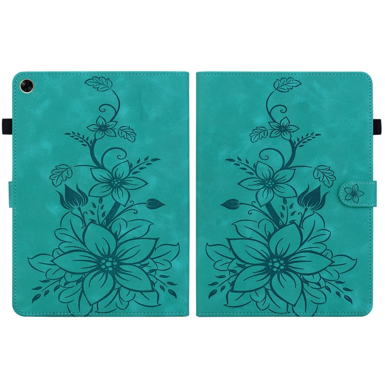 For Realme Pad 10.4 Lily Embossed Leather Tablet Case(Green)