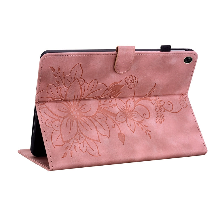 For Realme Pad 10.4 Lily Embossed Leather Tablet Case(Pink) - Realme by PMC TechLife | Online Shopping South Africa | PMC TechLife | Buy Now Pay Later Mobicred