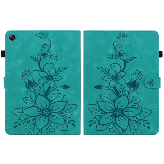 For OPPO Pad Air Lily Embossed Leather Tablet Case(Green)