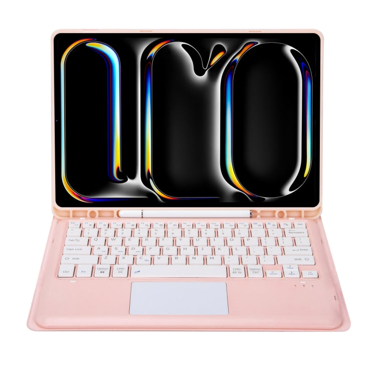 For iPad Pro 13 2024 A14B-A Detachable Ultra-Thin Bluetooth Touch Keyboard Leather Tablet Case with Pen Slot(Pink)