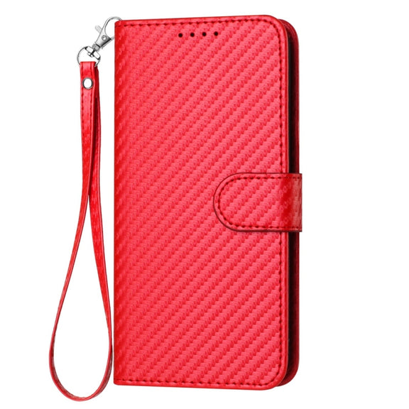 For Huawei Pura 70 YX0070 Carbon Fiber Buckle Leather Phone Case with Lanyard(Red)