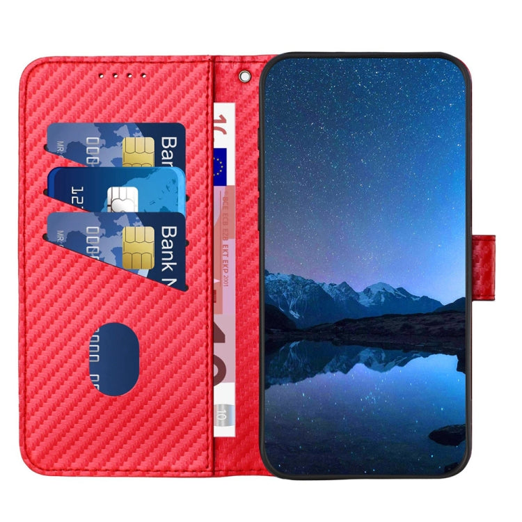 For Huawei Pura 70 YX0070 Carbon Fiber Buckle Leather Phone Case with Lanyard(Red)