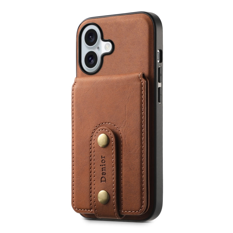 For iPhone 16 Denior D14 NK Retro Pattern MagSafe Magnetic Card Holder Leather Phone Case(Brown) - iPhone 16 Cases by Denior | Online Shopping South Africa | PMC TechLife | Buy Now Pay Later Mobicred