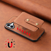 For iPhone 16 Denior D14 NK Retro Pattern MagSafe Magnetic Card Holder Leather Phone Case(Brown)