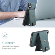 For iPhone 16 Denior D14 NK Retro Pattern MagSafe Magnetic Card Holder Leather Phone Case(Blue)