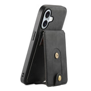 For iPhone 16 Denior D14 NK Retro Pattern MagSafe Magnetic Card Holder Leather Phone Case(Black)