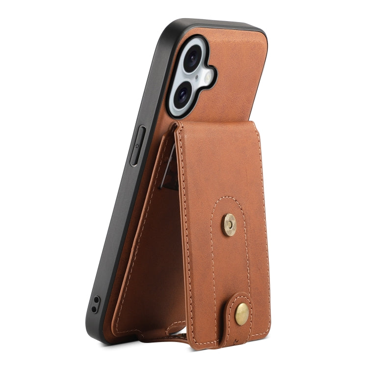 For iPhone 16 Plus Denior D14 NK Retro Pattern MagSafe Magnetic Card Holder Leather Phone Case(Brown) - iPhone 16 Plus Cases by Denior | Online Shopping South Africa | PMC TechLife | Buy Now Pay Later Mobicred