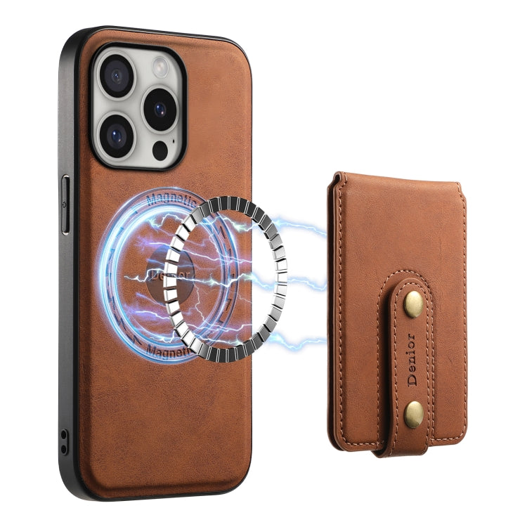 For iPhone 16 Pro Denior D14 NK Retro Pattern MagSafe Magnetic Card Holder Leather Phone Case(Brown) - iPhone 16 Pro Cases by Denior | Online Shopping South Africa | PMC TechLife | Buy Now Pay Later Mobicred