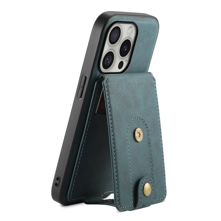 For iPhone 16 Pro Denior D14 NK Retro Pattern MagSafe Magnetic Card Holder Leather Phone Case(Blue) - free shipping - PMC TechLife - Order now!