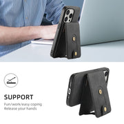For iPhone 16 Pro Denior D14 NK Retro Pattern MagSafe Magnetic Card Holder Leather Phone Case(Black)