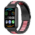 For Huawei Watch Fit 3 Three Bead Stainless Steel Metal Watch Band(Black Pink) - Watch Bands by PMc TechLife | Online Shopping South Africa | PMc TechLife | Buy Now Pay Later Mobicred