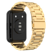 For Huawei Watch Fit 3 Three Bead Stainless Steel Metal Watch Band(Gold)