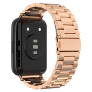 For Huawei Watch Fit 3 Three Bead Stainless Steel Metal Watch Band(Rose Gold)
