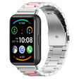 For Huawei Watch Fit 3 Three Bead Stainless Steel Metal Watch Band(Silver Pink) - Watch Bands by PMc TechLife | Online Shopping South Africa | PMc TechLife | Buy Now Pay Later Mobicred