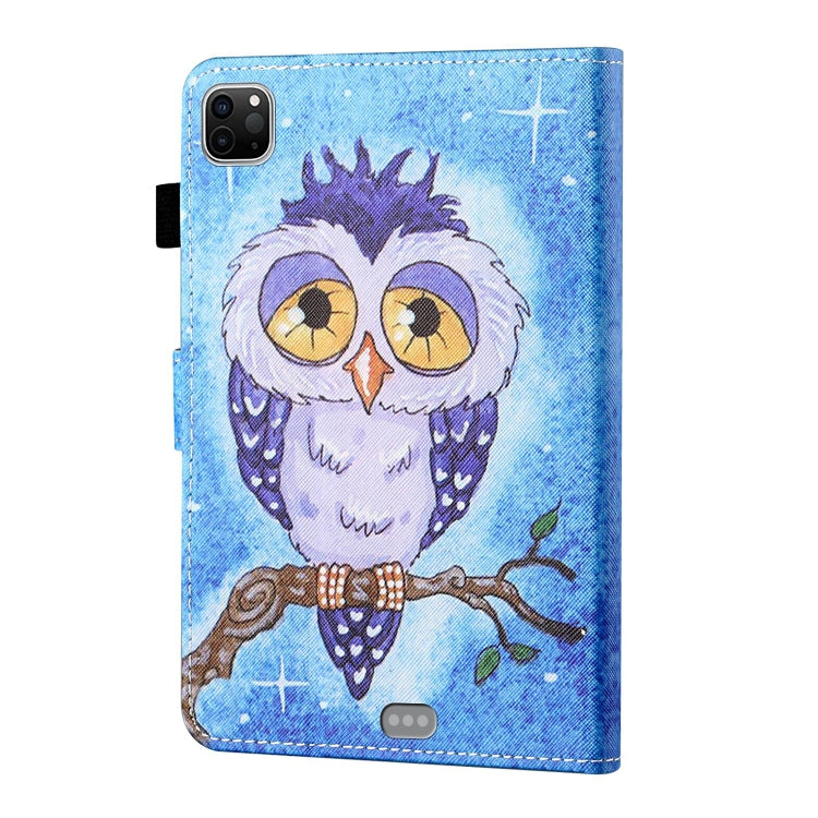 For iPad Pro 11 2024 Coloured Drawing Stitching Smart Leather Tablet Case(Blue Owl) - iPad Pro 11 2024 Cases by PMC TechLife | Online Shopping South Africa | PMC TechLife | Buy Now Pay Later Mobicred