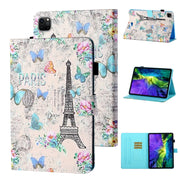 For iPad Pro 11 2024 Coloured Drawing Stitching Smart Leather Tablet Case(Tower and Butterflies)