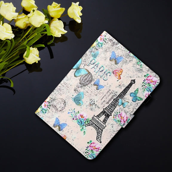 For iPad Pro 11 2024 Coloured Drawing Stitching Smart Leather Tablet Case(Tower and Butterflies)