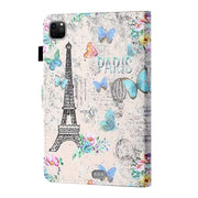 For iPad Pro 11 2024 Coloured Drawing Stitching Smart Leather Tablet Case(Tower and Butterflies)
