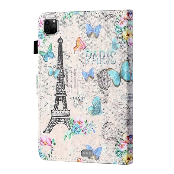 For iPad Pro 11 2024 Coloured Drawing Stitching Smart Leather Tablet Case(Tower and Butterflies)
