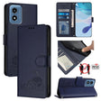 For Motorola Moto G 5G 2024 Global Cat Rat Embossed Pattern RFID Leather Phone Case with Lanyard(Blue) - free shipping - PMC Jewellery - Order now!
