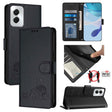 For Motorola Moto G Power 5G 2024 Cat Rat Embossed Pattern RFID Leather Phone Case with Lanyard(Black) - Motorola Cases by PMC Jewellery | Online Shopping South Africa | PMC Jewellery | Buy Now Pay Later Mobicred