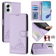 For Motorola Moto G Power 5G 2024 Cat Rat Embossed Pattern RFID Leather Phone Case with Lanyard(Purple) - Motorola Cases by PMC Jewellery | Online Shopping South Africa | PMC Jewellery | Buy Now Pay Later Mobicred