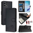 For Motorola Moto G Stylus 5G 2024 Cat Rat Embossed Pattern RFID Leather Phone Case with Lanyard(Black) - free shipping - PMC Jewellery - Order now!