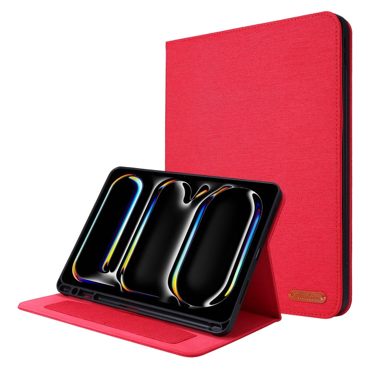 For iPad Pro 13 2024 Fabric Leather Tablet Case(Red) - iPad Pro 13 2024 Cases by PMC TechLife | Online Shopping South Africa | PMC TechLife | Buy Now Pay Later Mobicred