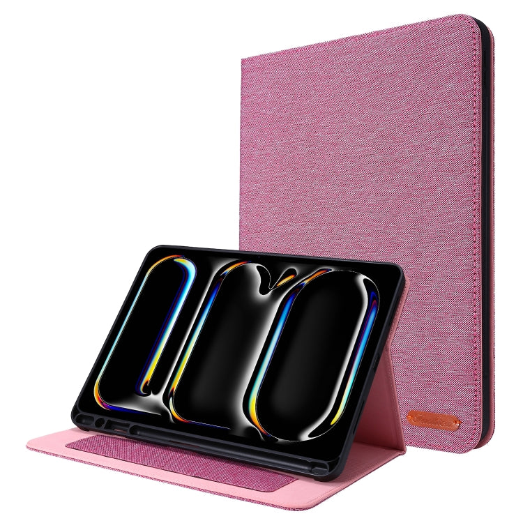 For iPad Pro 11 2024 Fabric Leather Tablet Case(Rose Red) - iPad Pro 11 2024 Cases by PMC TechLife | Online Shopping South Africa | PMC TechLife | Buy Now Pay Later Mobicred