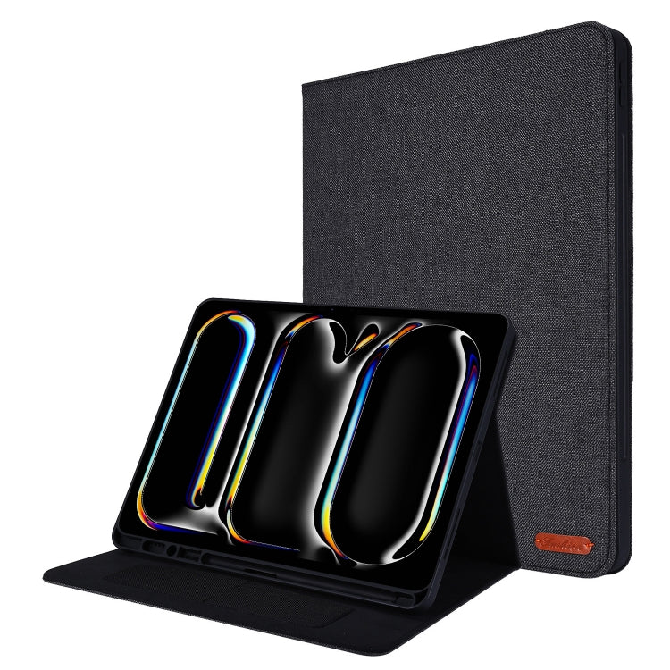 For iPad Pro 11 2024 Fabric Leather Tablet Case(Black) - iPad Pro 11 2024 Cases by PMC TechLife | Online Shopping South Africa | PMC TechLife | Buy Now Pay Later Mobicred