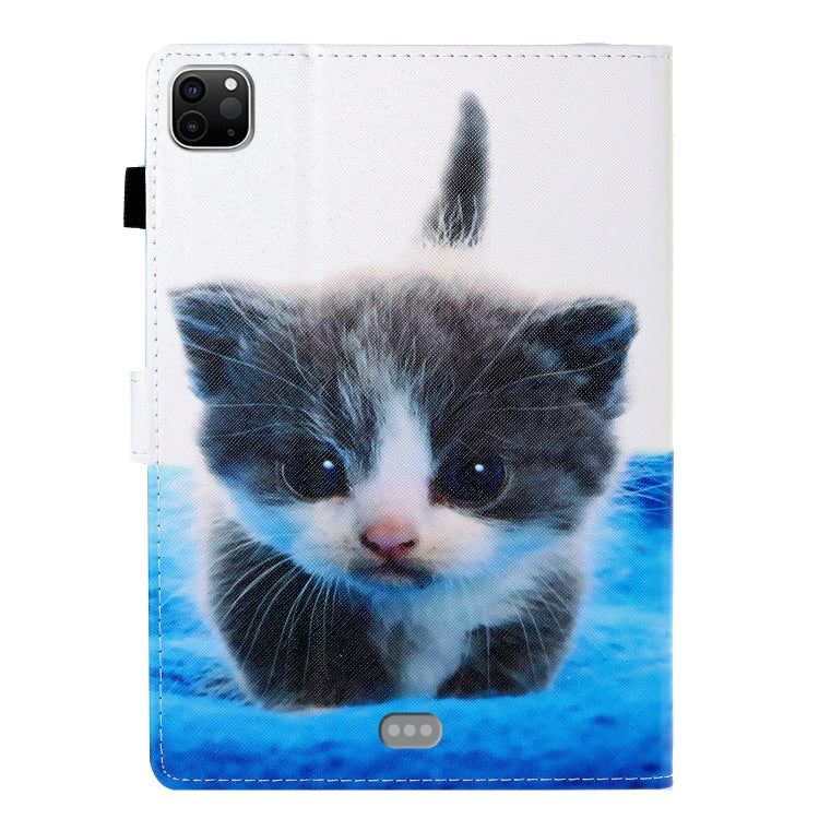 For iPad Pro 11 2024 Coloured Drawing Stitching Smart Leather Tablet Case(Blue White Cat) - iPad Pro 11 2024 Cases by PMC TechLife | Online Shopping South Africa | PMC TechLife | Buy Now Pay Later Mobicred