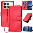 For Xiaomi Redmi K70 / K70 Pro YX0070 Carbon Fiber Buckle Leather Phone Case with Lanyard(Red) - Xiaomi Cases by PMC Jewellery | Online Shopping South Africa | PMC Jewellery | Buy Now Pay Later Mobicred