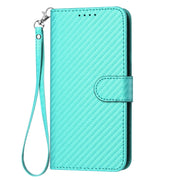 For Xiaomi Redmi K70 / K70 Pro YX0070 Carbon Fiber Buckle Leather Phone Case with Lanyard(Light Blue)