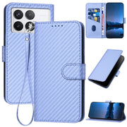 For Xiaomi Redmi K70 / K70 Pro YX0070 Carbon Fiber Buckle Leather Phone Case with Lanyard(Light Purple)
