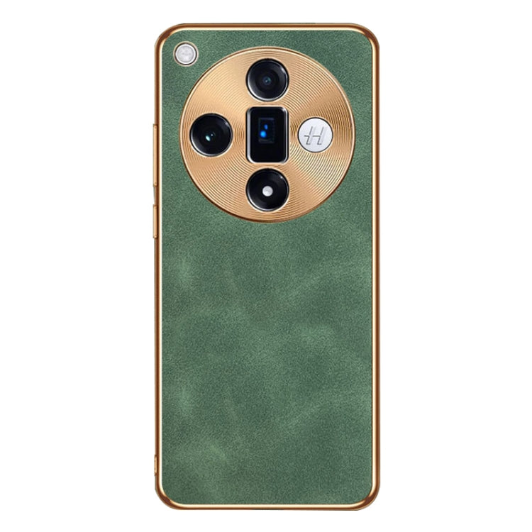 For OPPO Find X7 Electroplating Lambskin Leather Phone Case(Green) - Find X7 Cases by PMC TechLife | Online Shopping South Africa | PMC TechLife | Buy Now Pay Later Mobicred