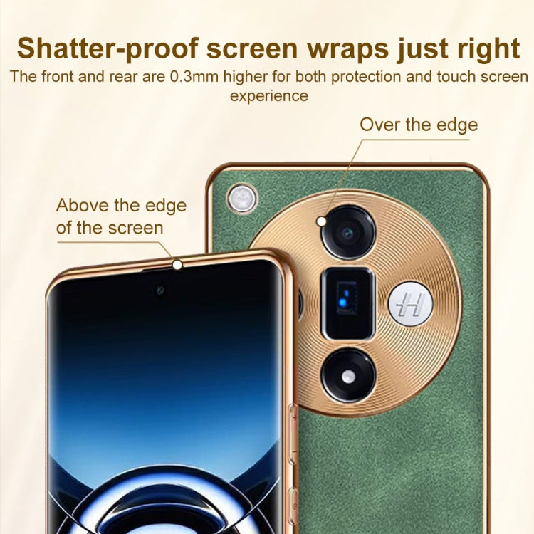For OPPO Find X7 Electroplating Lambskin Leather Phone Case(Green) - Find X7 Cases by PMC TechLife | Online Shopping South Africa | PMC TechLife | Buy Now Pay Later Mobicred