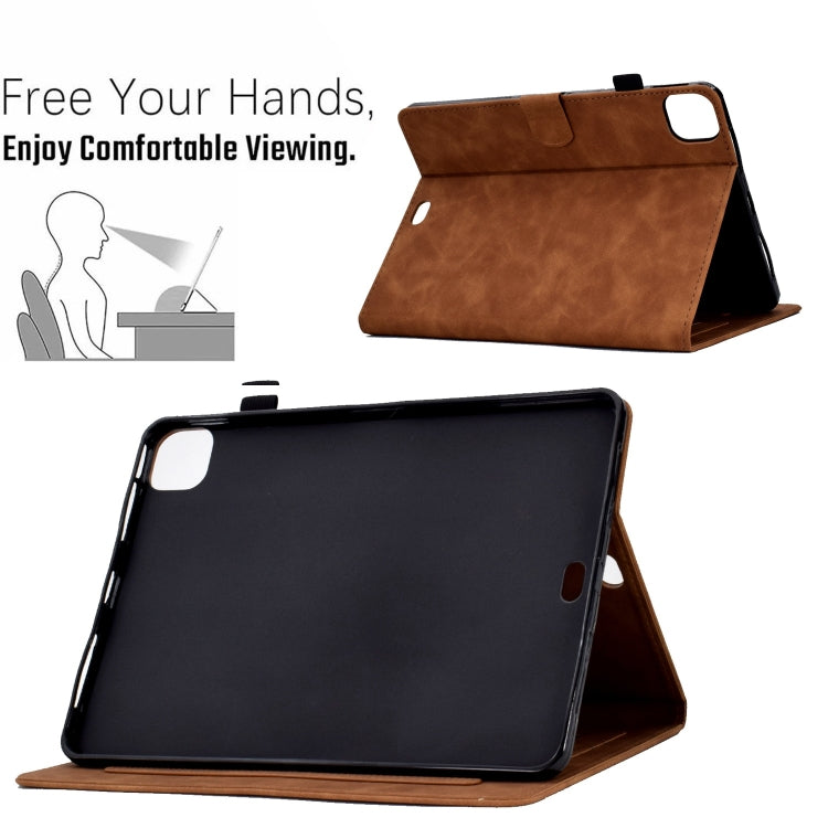 For iPad Pro 11 2024 Embossed Smile Smart Leather Tablet Case(Brown)