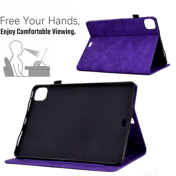 For iPad Pro 11 2024 Embossed Smile Smart Leather Tablet Case(Purple) - iPad Pro 11 2024 Cases by PMC TechLife | Online Shopping South Africa | PMC TechLife | Buy Now Pay Later Mobicred